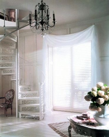 White curtains and shades