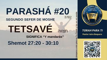 Parashá Tetsavé from Shemot 27:20-30:10, highlighting the commandment to "give".