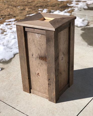 Square barnwood taxidermy pedestal with custom top design