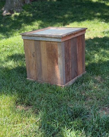 Barn wood box for taxidermy display for large game mount. Built by Nichols Taxidermy Bases