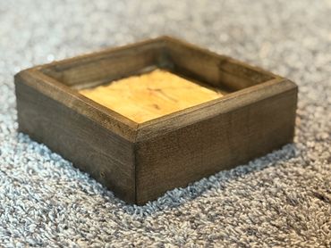 Small square maple base for small game and bird mounts built by Nichols Taxidermy Bases.
