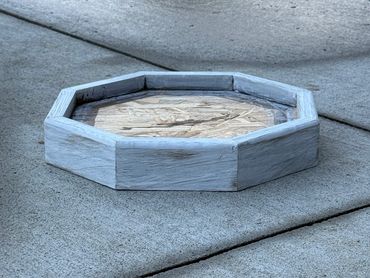 White frosty octagon wood base for mounted duck and goose display.