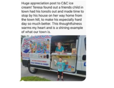 Ice cream vendor Teresa brightens a child's tough day by stopping by his house after surgery.