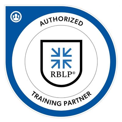 Authorized training partner logo for RBLP with blue and black design.