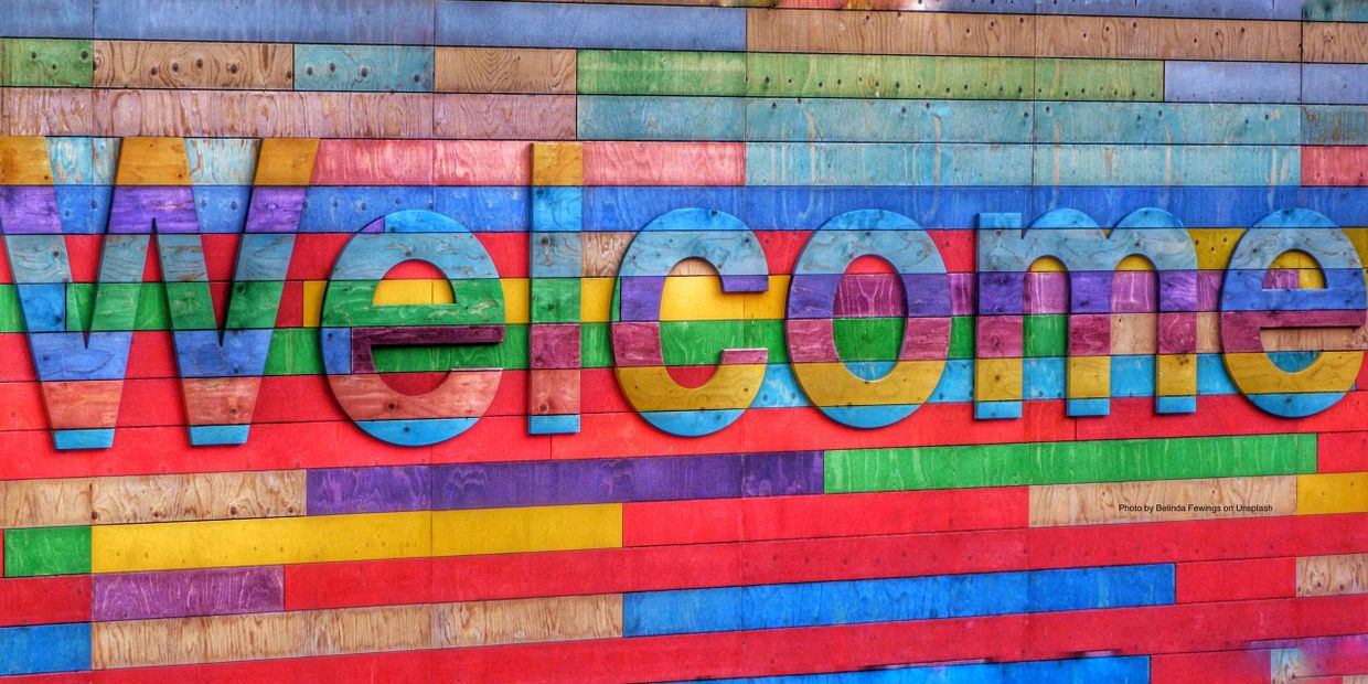 3D painting of colorful Welcome sign
