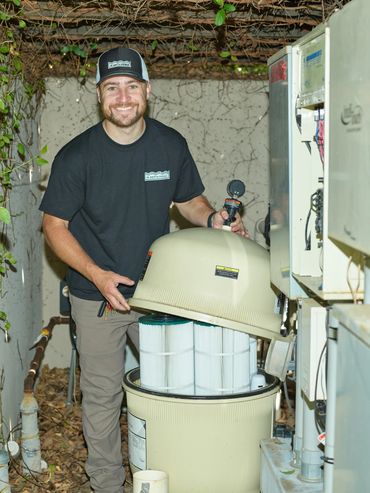 a pool repair service being performed