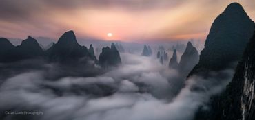 Foggy sunrise in during our photography tour in Guiln