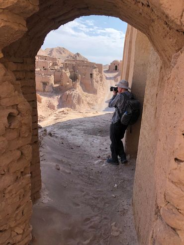 Photography shoot in the abandoned city in the desert of Iran. An unknown place devoid of life but