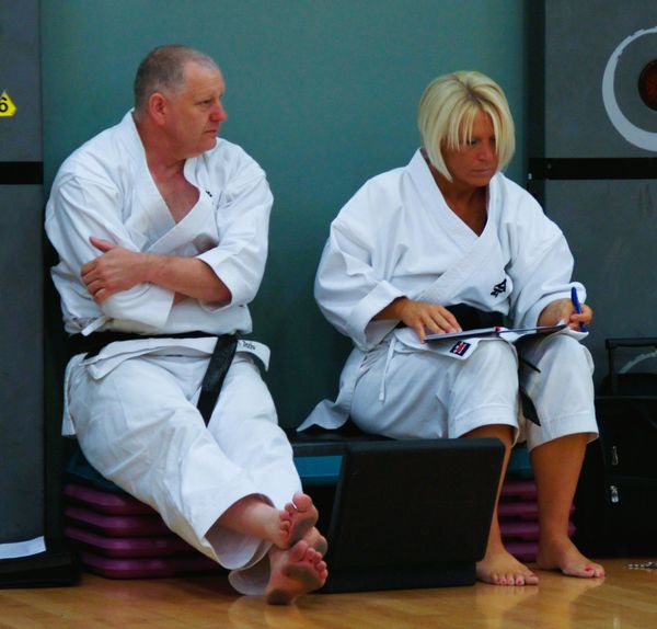 Sensei Mark Beeby & Sensei Justine Cleife - A hard days training!  Tobi Ishi Kai Karate Worcester
