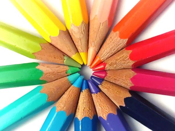 Coloured pencils in a ring