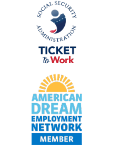 Social Security Administration Ticket to Work and American Dream Employment Network Member logos.