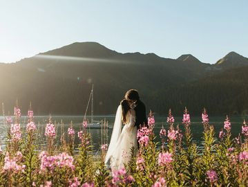 Sunset Sail Elopement with the summer fireweed!