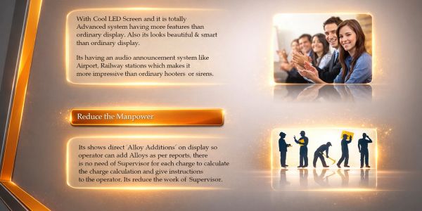 Advanced LED screen system reduces manpower with smart features and direct alloy additions display.