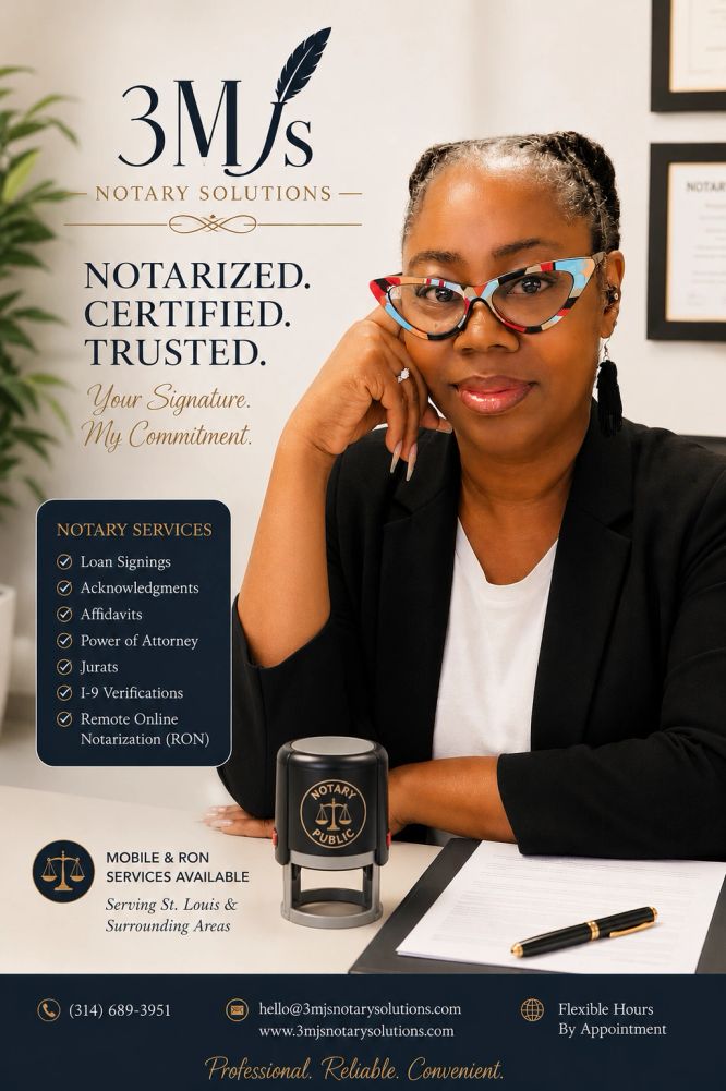3MJs Notary Solutions mobile and remote notary services in St. Louis