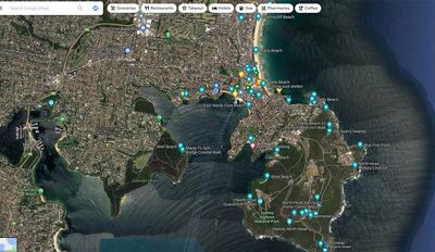 Google Map views over Manly in Sydney Australia