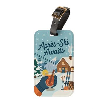 Travel tag, luggage tag, apres-ski tag, skiing, travel accessory