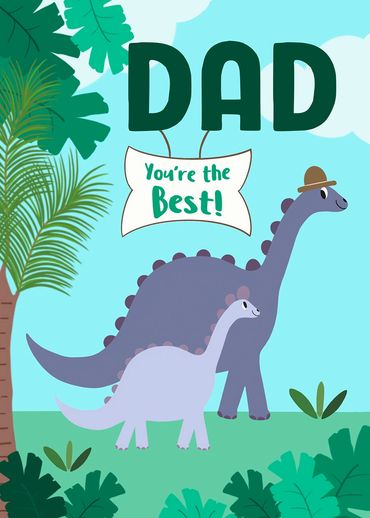 father's day card, best dad ever, dinosaurs, kids card for dad on father's day