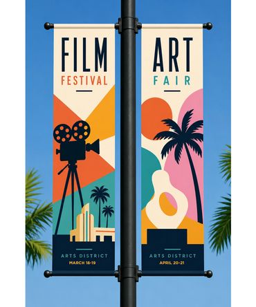 Street pole banner design - film festival, art fair, arts district