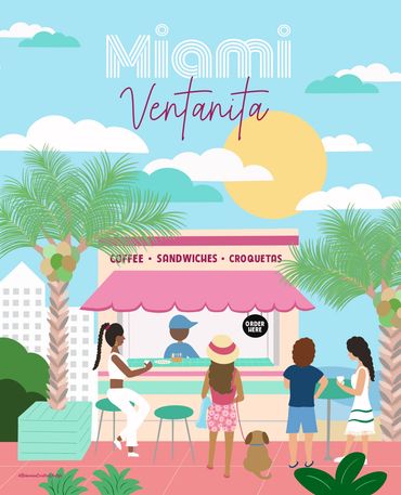 Miami ventanita illustration, art print, puzzle