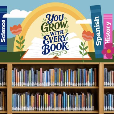 Library mural, you grow with every book