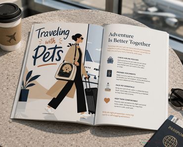 Traveling with pets editorial illustration