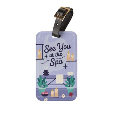 Luggage tag, travel tag, spa scene, travel accessory
