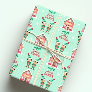 Made by Santa's elves wrapping, kids wrapping paper