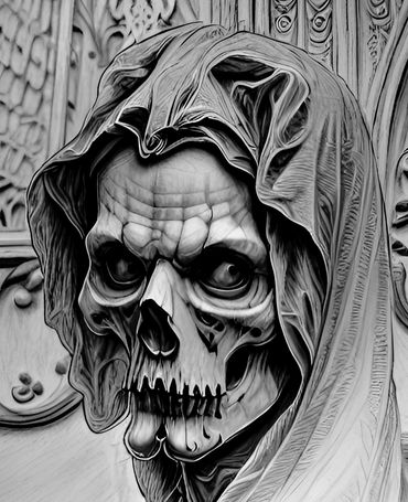 Black and gray Grim Reaper tattoo idea