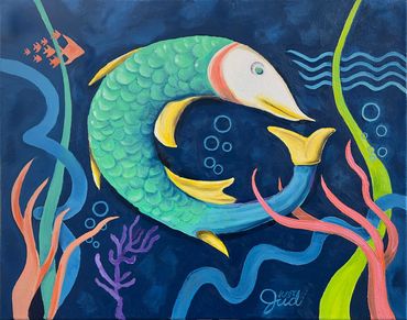 Fish On! 
16" x 24" Oil on canvas
