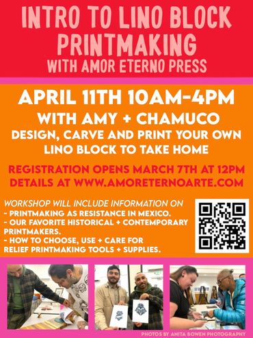 Intro to printmaking with Amy + Sal from Amor Eterno Press