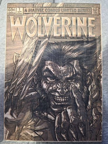 Custom Laser Engraved Wood Comic Book Cover