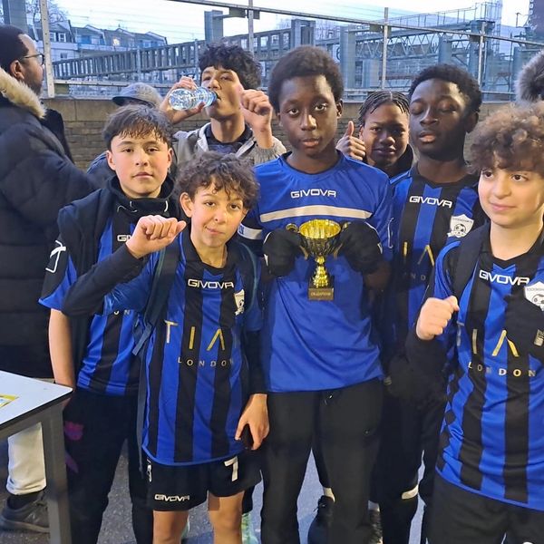 A group of young football players