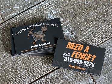 Corridor Residential Fencing Co. UV Gloss Raised Double Sided Soft Touch Finish Business Cards