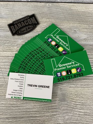 Greene's Premier Services Business Cards with Embossed Logo