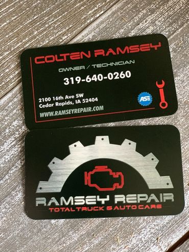 Ramsey Repair Total Truck and Auto Care Business Cards in Cedar Rapids, Iowa