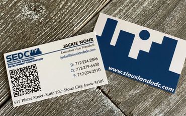 SEDC in Sioux City Iowa - UV Gloss Raised Double Sided Soft Touch Finish Business Cards