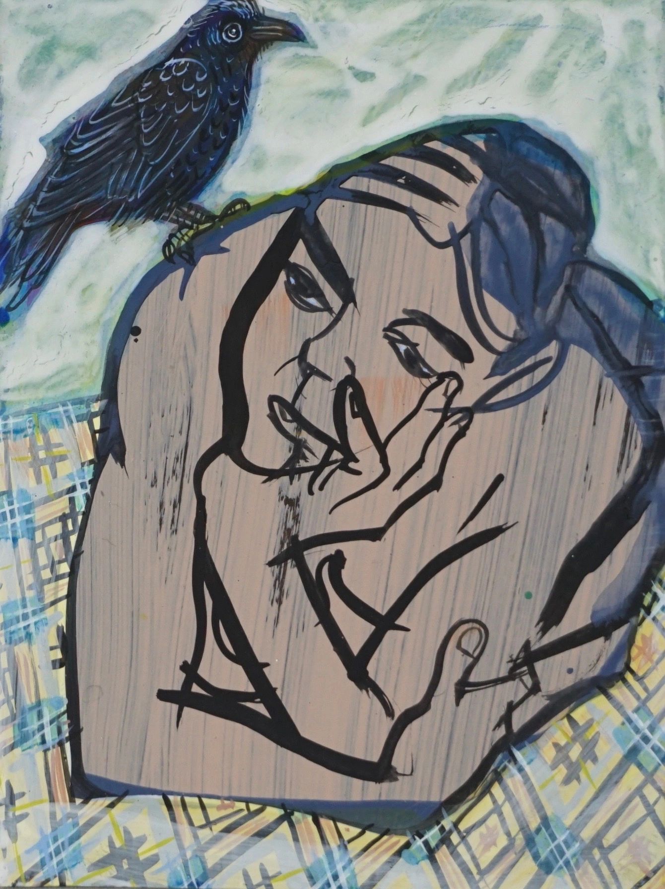 Sunbathing on Overcast Day
gouache & acrylic on paper, 18x22cm, 2020
