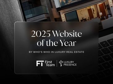 Award announcement for First Team's luxury real estate website as 2025 Website of the Year.