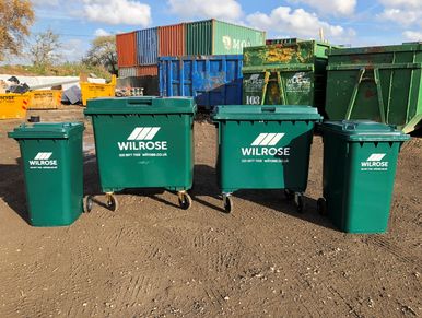 1100 litre, 660 litre, 360 litre and 240 litre commercial waste wheelie bins in Dorking