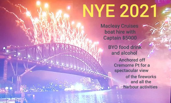 NYE Sydney Harbour 2021
Macleay Cruises Sydney Harbour 
Boat hire NYE 2021 Sydney Harbour 