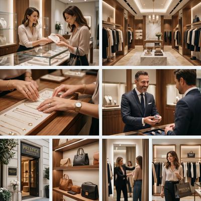 Luxury jewelry and fashion boutique with attentive customer service and elegant displays.