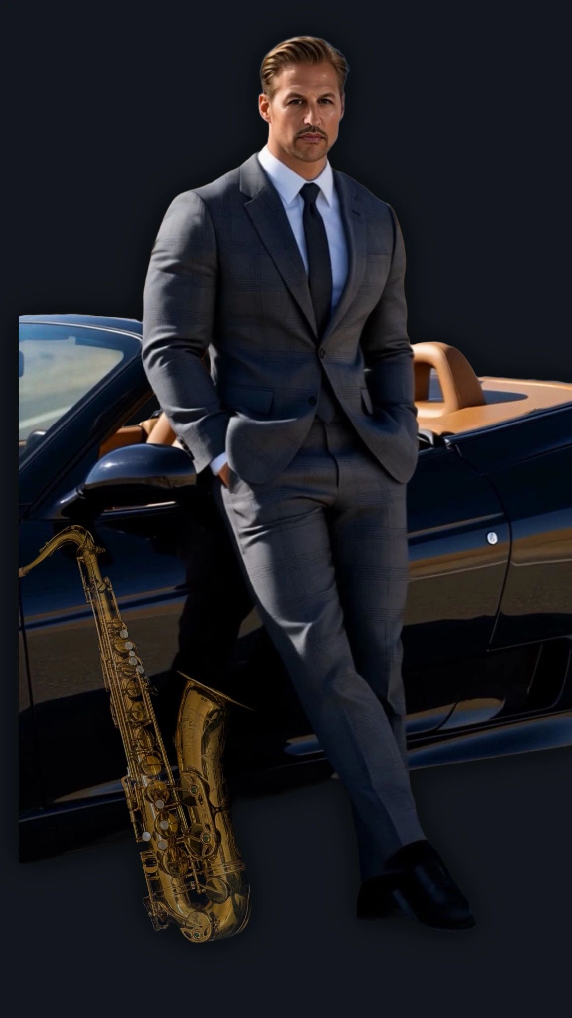 Saxophonist Michael Cates with his saxophone on a photo shoot