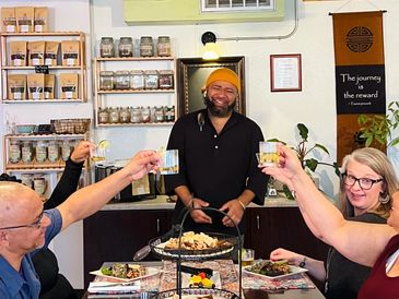 owner of classy hippie tea hosting a high tea experience in sacramento