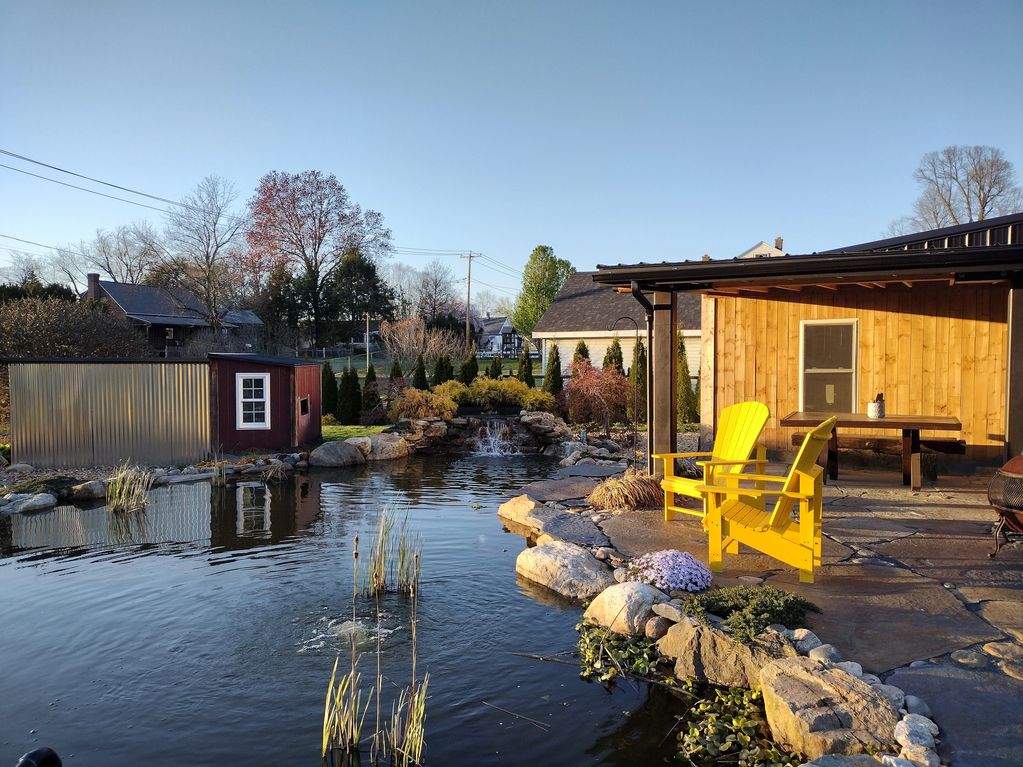 Koi Pond and Goshen Stone Patio.