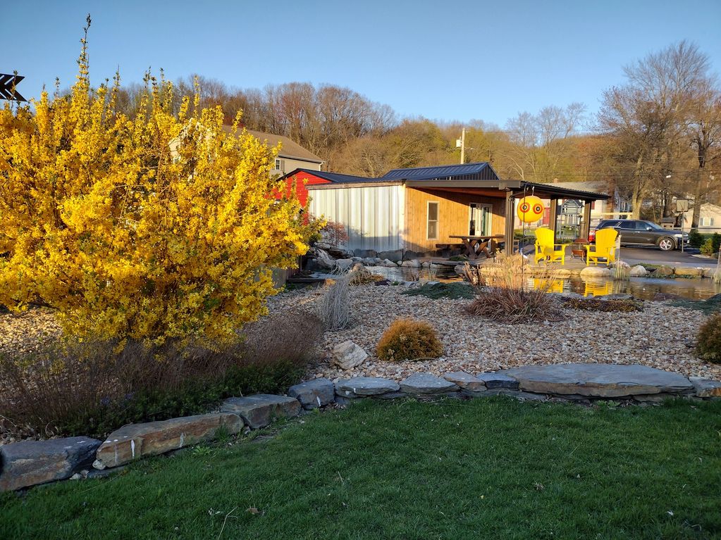 Natural stone landscaping and Koi Pond.