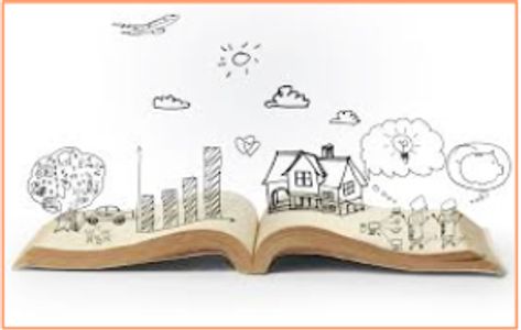 a book with drawngs on it.