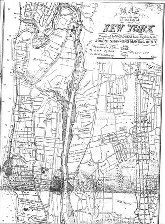 Old  1800s Manhattan map lists streets and residents.