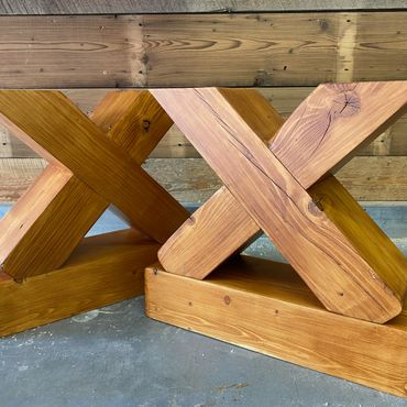 Early 1900's timbers transformed into table bases for a coffee table.