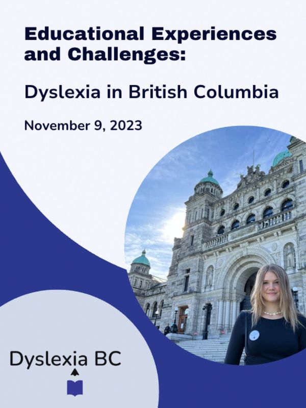 Title page for Report, Educational Experiences and Challenges Dyslexia in British Columbia