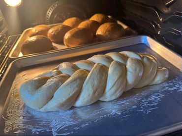 Challah Bread in the oven!